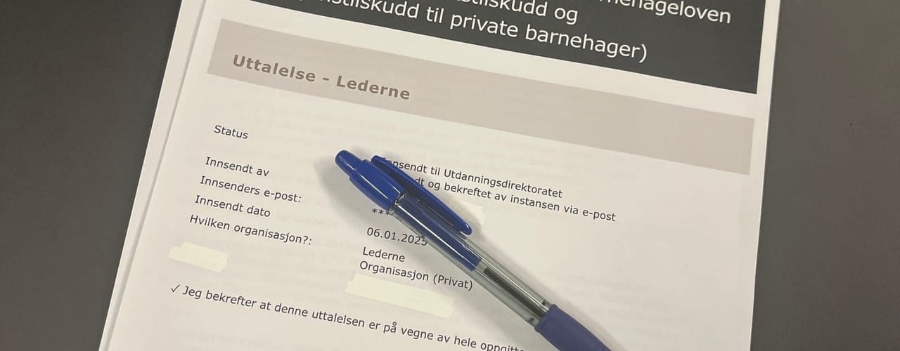 Bilde av dokument som omhandler Barnehageforliket 2.0: Lederne med innspill til nytt lovverk