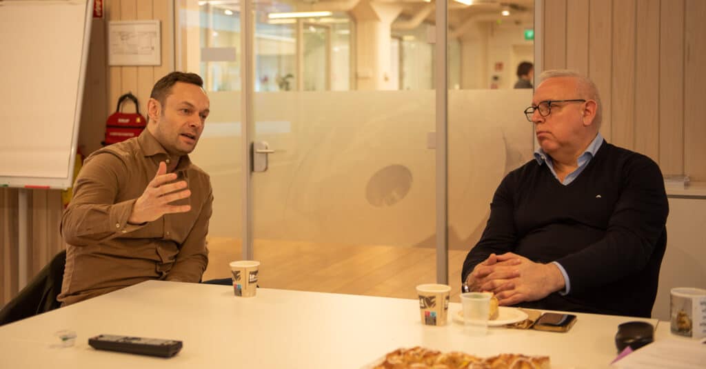 Torgeir Knag Fylkesnes og forbundsleder Audun Ingvartsen.