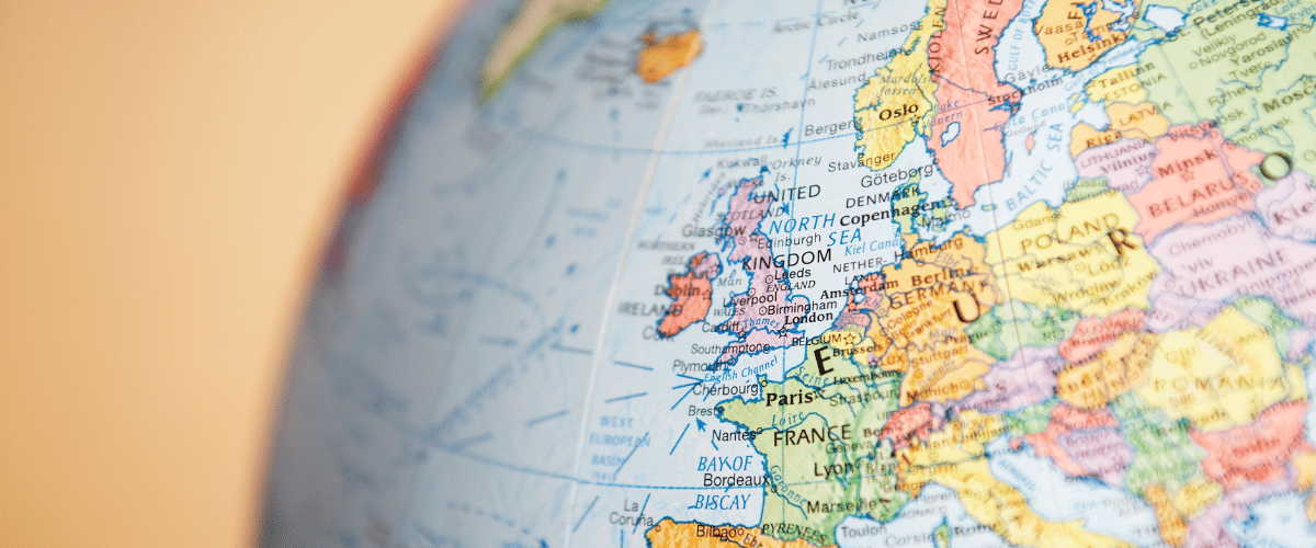 Globus som viser Europa.