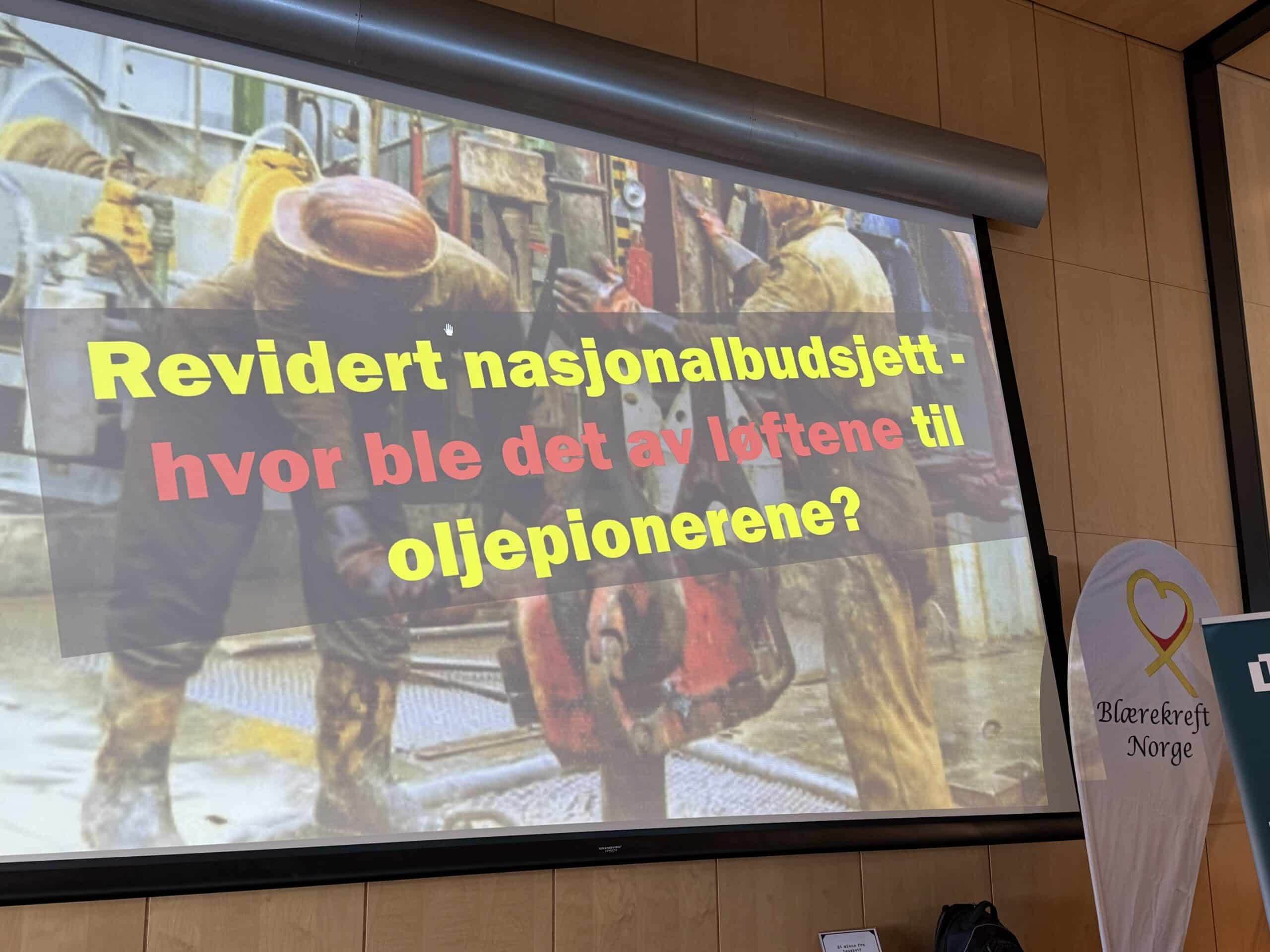 Plakat med revidert nasjonalbudsjett